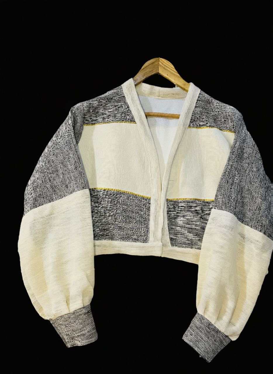 Handwoven crop coat